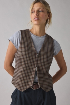 【Miripon.】 Frill tailored vest / gray Viscose Tencel Tailored Square Neck Straight Leg Jumpsuit