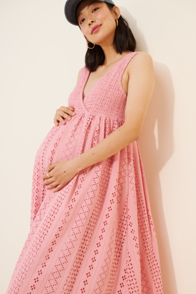 Maternity Sleeveless Eyelet Maxi Dress | Nuuly