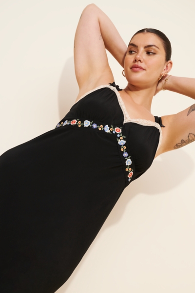 knee length dresses for ladies Lucie Silk-Velvet Midi Dress in Black main image 1