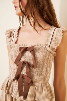 Flutter Sleeve Front Bow Midi Dress