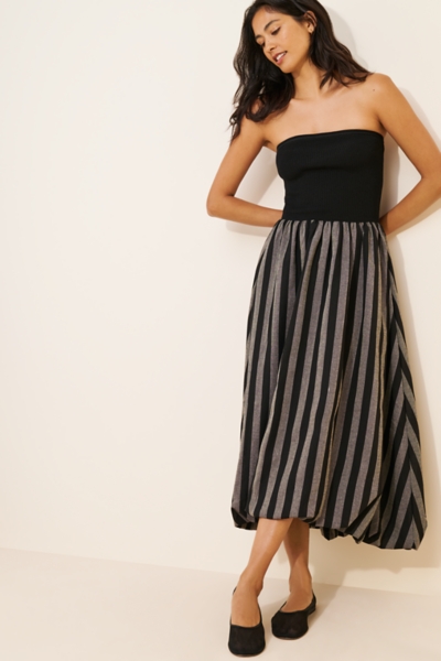 Strapless Striped Midi Dress | Nuuly