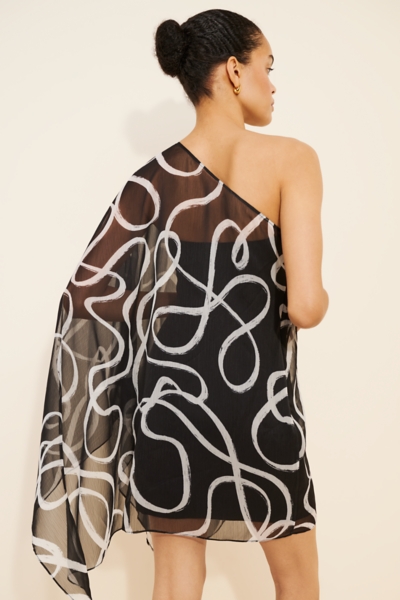 knee length dresses for ladies Scallop Floral Caftan Mini Dress - Entro