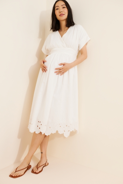 knee length dresses for ladies Soft Lace Off-The-Shoulder Maternity Mermaid Dress, Champagne / 2XL main image 0