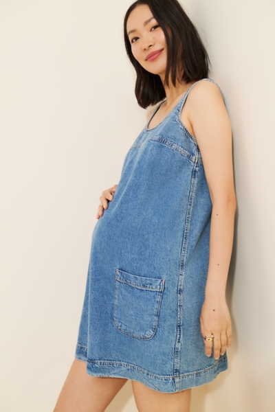 Maternity The Kiley Denim Mini Dress | Nuuly