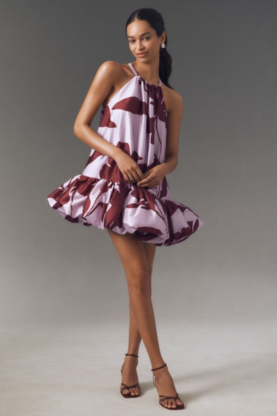 Phoebe High-Neck Ruffle-Hem Swing Mini Dress | Nuuly