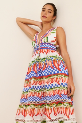 Picnic Peppers Midi Dress