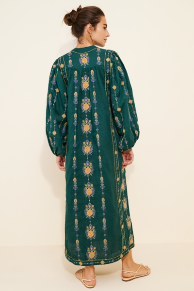 knee length dresses for ladies Long Sleeve Linen midi dress C2912 – YLISTYLE
