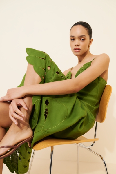 knee length dresses for ladies Light Green Butterfly Cut-Out Midi Dress – FARM Rio