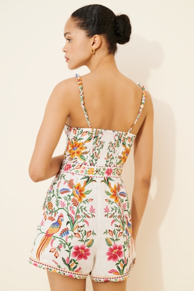 Delicate Forest Linen Romper | Nuuly