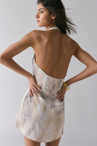 halter mini flowy dress Punch Flowy Open Back Halter Tie Mini Dress main image 1