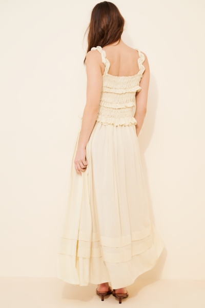 linen ruffle maxi dress Organic Cotton Dress - Blue Maxi Dress - Linen Ruffle Dress