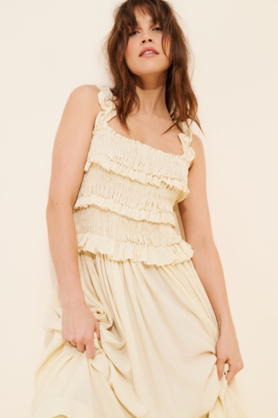 Linen Ruffle Maxi Sundress | Nuuly