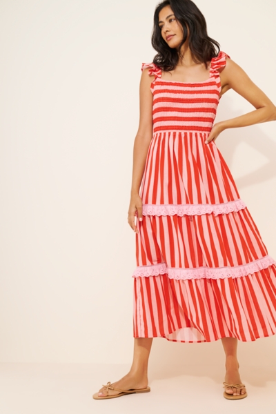 Tiered Striped Midi Dress | Nuuly