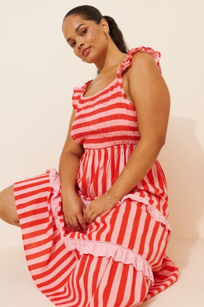 red stripe midi dress Red Dress