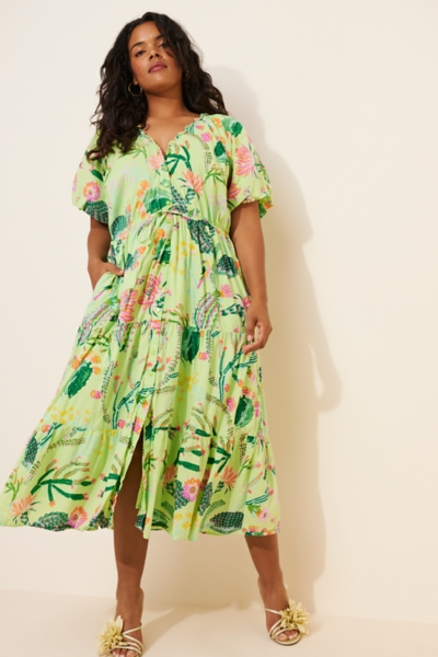 green poppy dress Tiered going-out-dresses