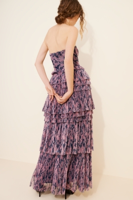 Outline Floral Tiered Maxi Dress
