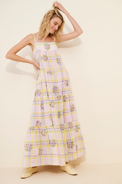 Nali Print Tie Shoulder Maxi Dress