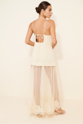 Sleeveless Sheer Linen Maxi Slip Dress