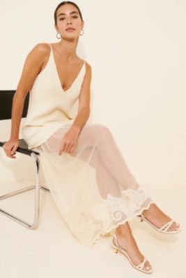Sleeveless Sheer Linen Maxi Slip Dress