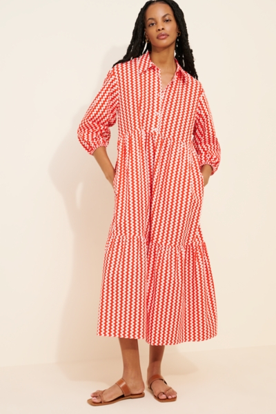knee length dresses for ladies Tiered Midi Shirt Dress – Ah Là Laà Lifestyle Boutique