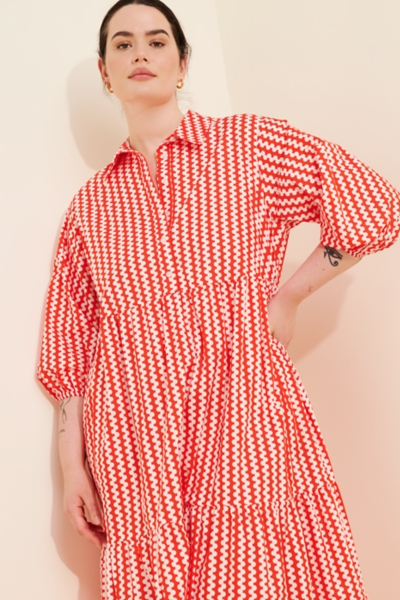 The Bettina Tiered Midi Shirt Dress | Nuuly