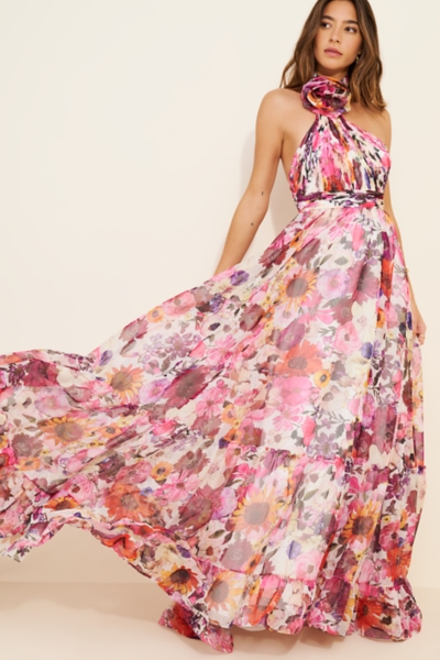 Asymmetrical Strapless Ruched Maxi Dress