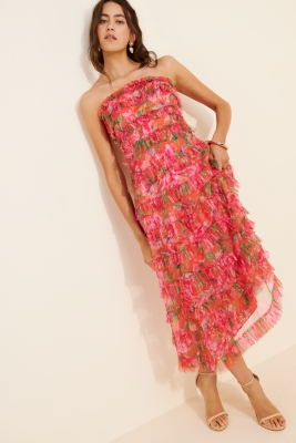 Printed Micro Ruffle Maxi Dress | Nuuly
