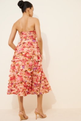 Ruffle Strapless Midi Dress