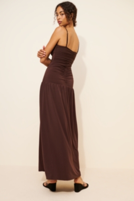 Ruched Front Scoop Maxi Dress