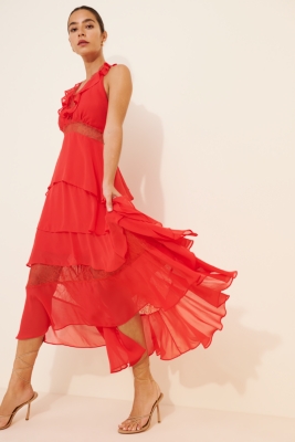 Tiered High-Low V-Neck Dress | Nuuly