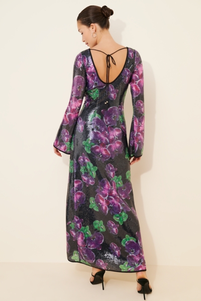knee length dresses for ladies Long Sleeves Sequins Ankle Length Mother of The Bride Dress, Dark_Green main image 0