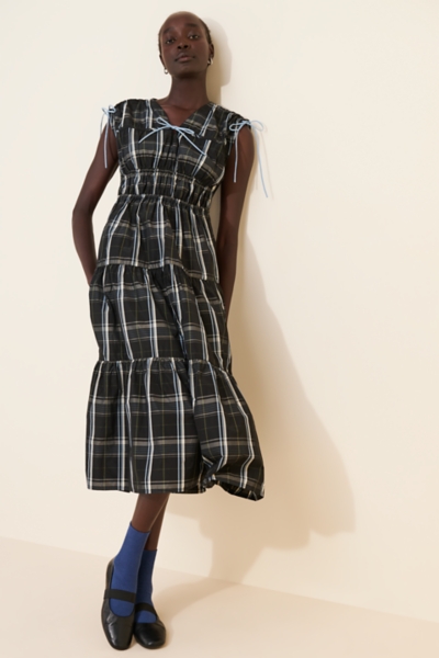 knee length dresses for ladies Gathered Taffeta midi dress with tied details – Scotch & Soda