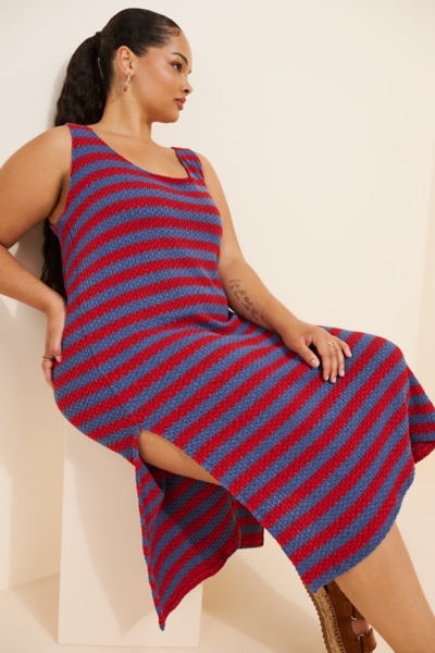 knee length dresses for ladies Striped Midi Tank Dress - Betsey's Boutique Shop main image 1