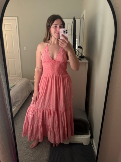 knee length dresses for ladies Bright Pink Paradise Cheetah Pintuck Midi Sundress Scamp & Dude main image 1