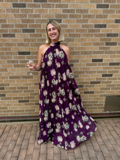 Rosie High-Neck Pleated Chiffon Maxi Dress | Nuuly