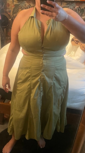 slim fit dress slacks Evening Of Sultry Plunge V-Neck Halter Midi Dress main image 1