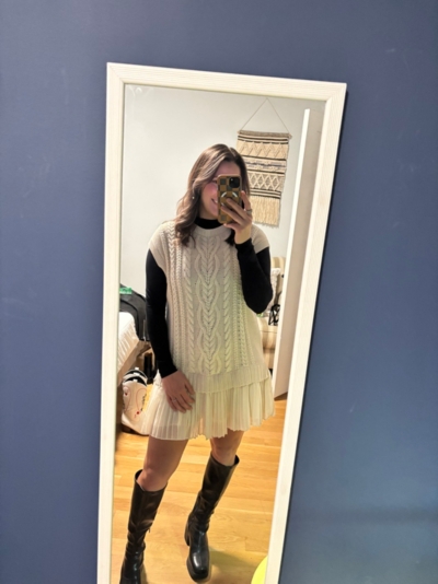 Twofer Cable-Knit Mini Dress | Nuuly