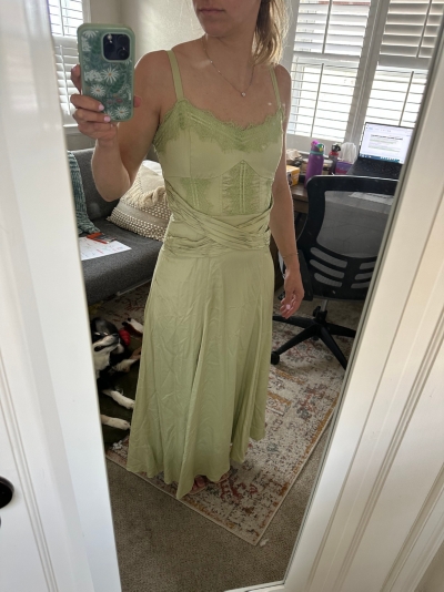 A-Line Lace-Trimmed Midi Dress