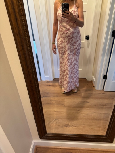 spring maxi dress casual Floral Print Long Sleeve Maxi Dress