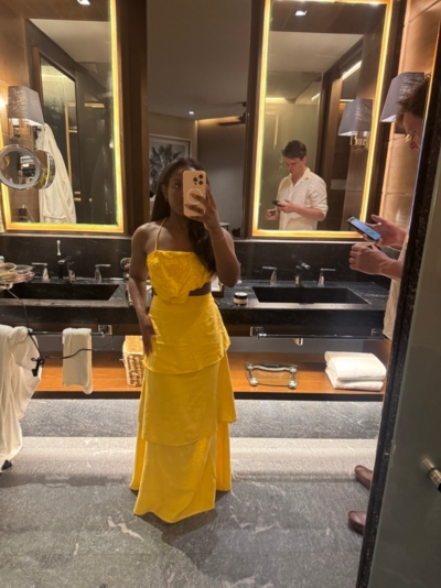 farm rio 3d floral tiered midi dress FARM Rio Yellow 3D Flowers Midi Dress