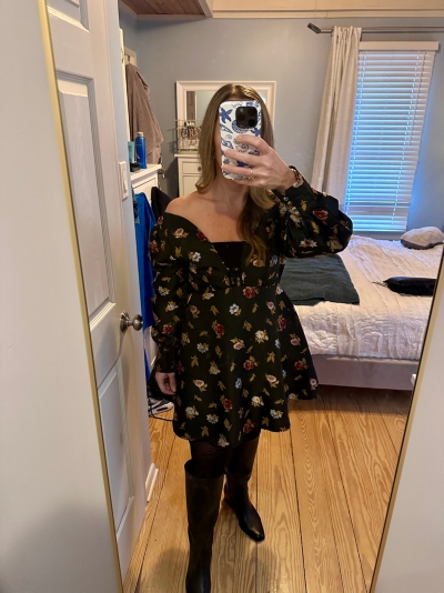 Sculpted V-Neck Tunic Mini Dress | Nuuly