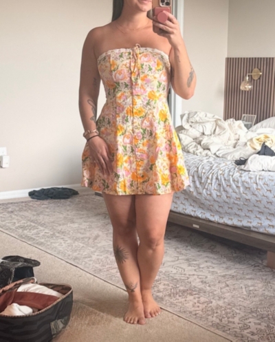 Linen Blend Strapless Mini Dress | Nuuly