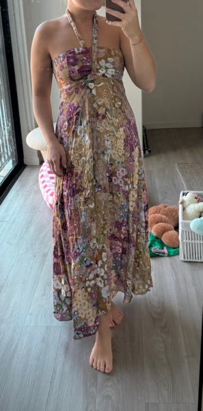 lace up front maxi dress V Neck Tie Front Maxi Dress White / M
