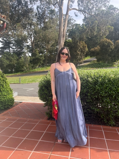 chinese dress ladies Kerstin Purple Ruched Maxi Dress