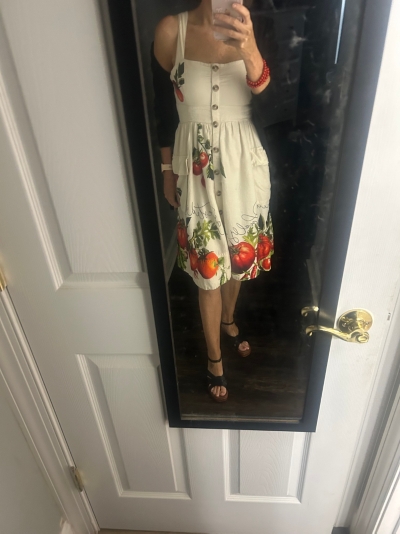 maeve button-front fit & flare tomato midi dress Maeve Button-Front Tomato Midi Dress in White