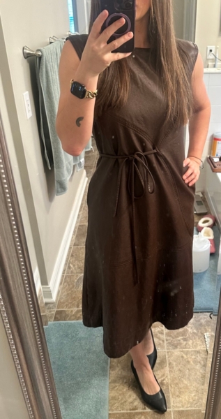 Sleeveless Vegan Leather Wrap Midi Dress | Nuuly