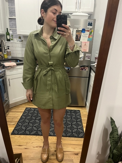 chinese dress ladies Mayslie Vegan Leather Dress Dark Argan – shoprodeodrive