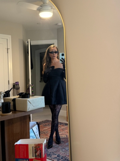white christmas dresses Off-Shoulder Layered Bubble Hem Corset Mini Dress in Black - 0 / Long main image 0