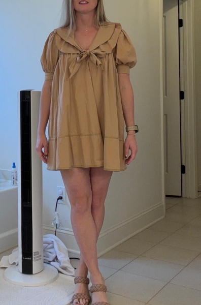knee length dresses for ladies Jess Bow Mock Neck Mini Dress White / L main image 1