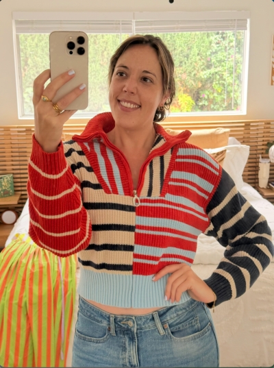 Mix Stripe Half-Zip Sweater | Nuuly